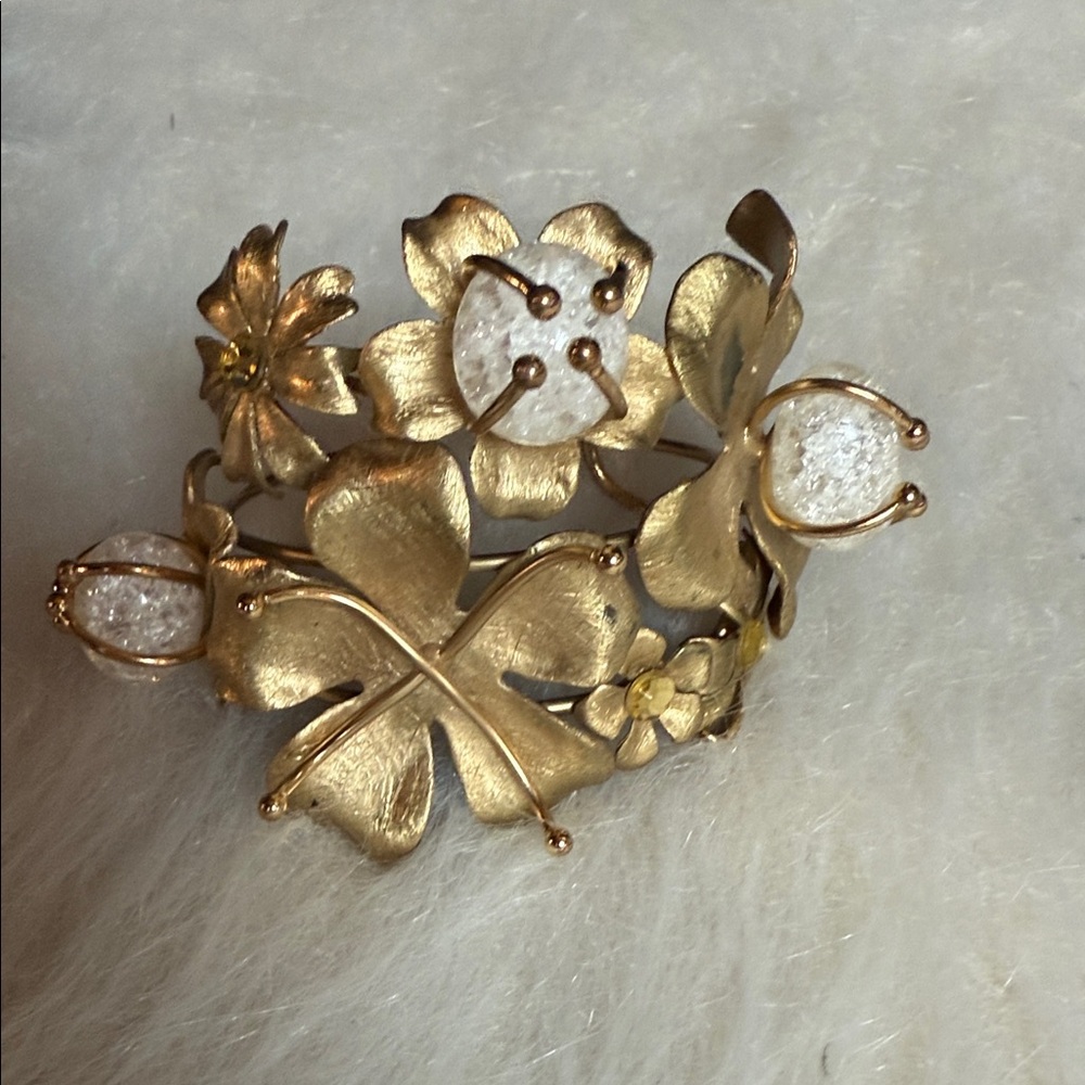 Vintage Gold Floral Cuff Bracelet